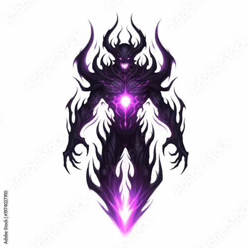 Dark fantasy creature with purple glow evil monster illustration
