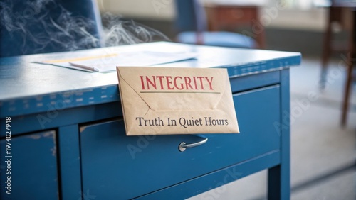 Conceptual Message About Integrity and Truth on Desk Highlighting Values in a Quiet Environment