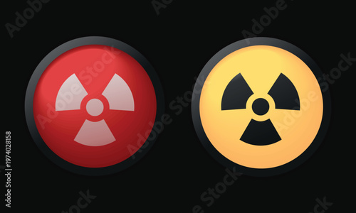 Radioactive Warning Button Icon. Nuclear Activation Switch Symbol. Vector Illustration
