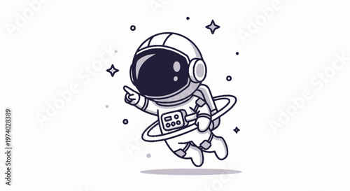 Astronaut Floating in Space Pointing at the Stars.