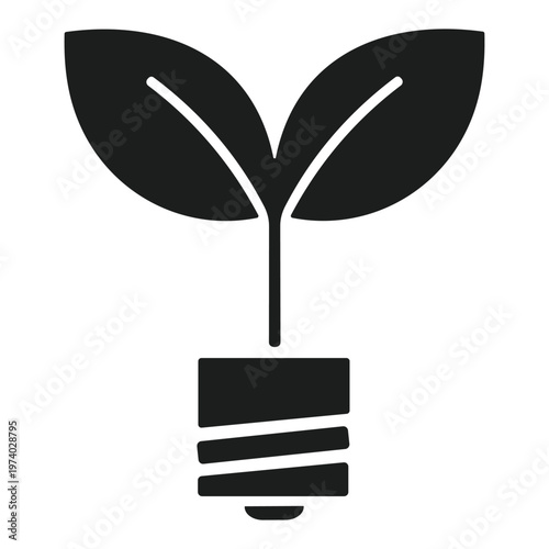 Eco friendly light bulb icon, green energy concept, sustainable power symbol