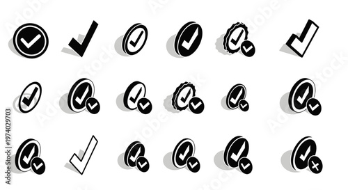 Check mark icons and symbols.