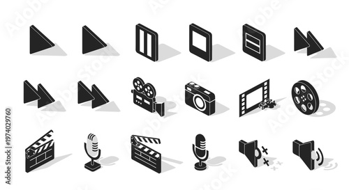 Collection of film and video icons.