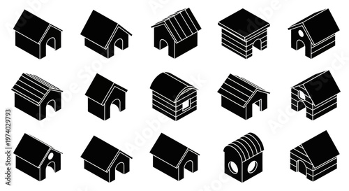 Collection of small house architectural models.