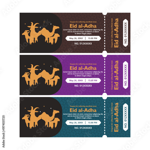 Eid al-Adha Coupons with Camel and Lanterns