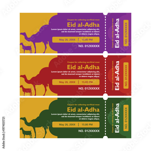 Eid al-Adha Coupons with Camel and Lanterns