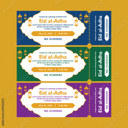 Eid al-Adha Coupons with Camel and Lanterns