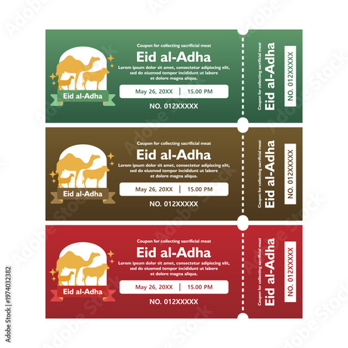 Eid al-Adha Coupons with Camel and Lanterns
