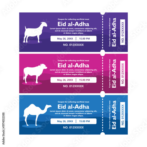 Eid al-Adha Coupons with Camel and Lanterns