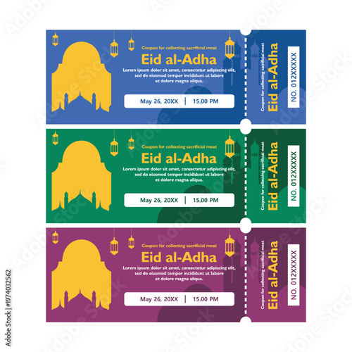 Eid al-Adha Coupons with Camel and Lanterns