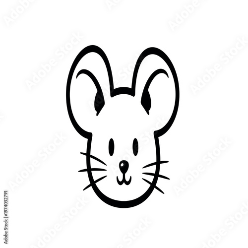 A cute mouse face with big ears