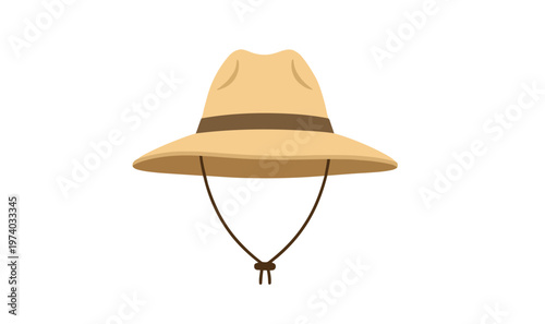 A safari hat with a chin strap, perfect for outdoor adventures and protection from the sun