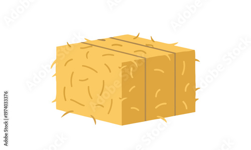 Square Hay Bale Illustration - Rural Farming and Agriculture Theme