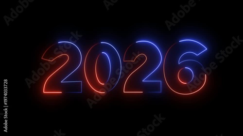 2026 New Year  Sign Glowing  Animation 