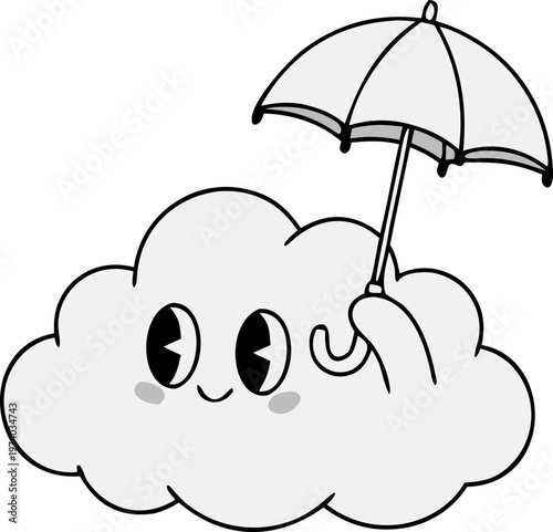 Cute Cloud with Umbrella Illustration