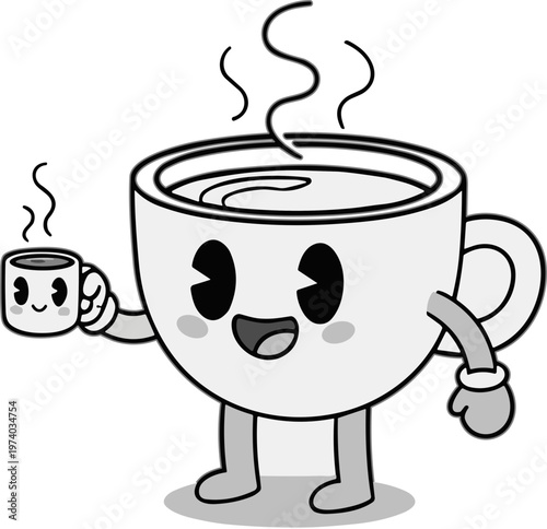 Cute Coffee Cup Character Illustration