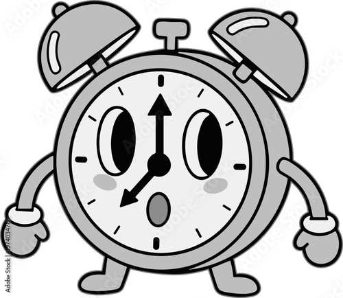 Cute Alarm Clock Character Illustration