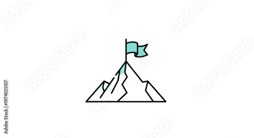Mountain with Flag on Top.