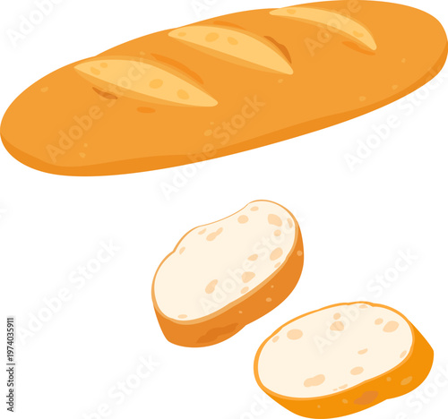 バゲットとスライスしたバゲット