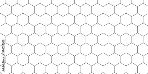 Minimalist seamless geometric honeycomb pattern featuring a black hexagonal grid.