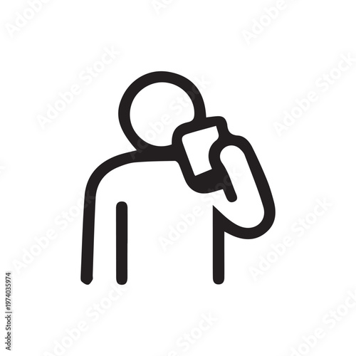 Minimalist Black Line Art Icon Showing A Person Quenching Thirst