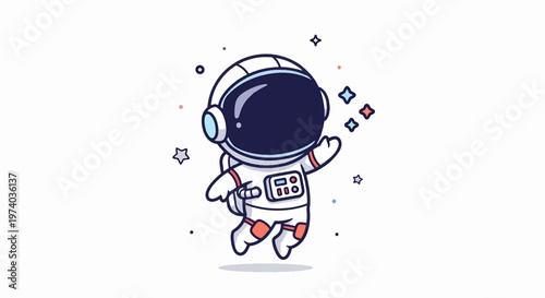 Cartoon Astronaut Floating in Space with a Cheerful Expression.