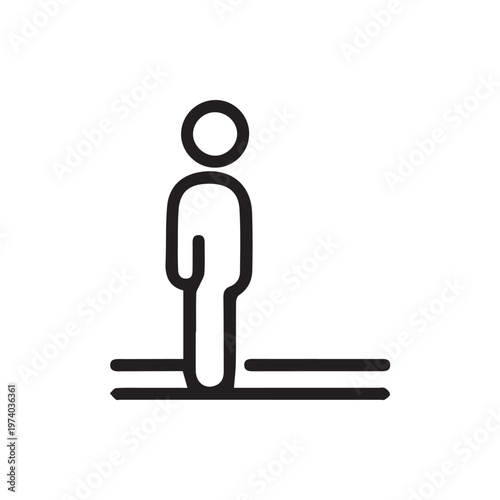 Minimalist Line Icon Of A Person Standing On A Designated Platform
