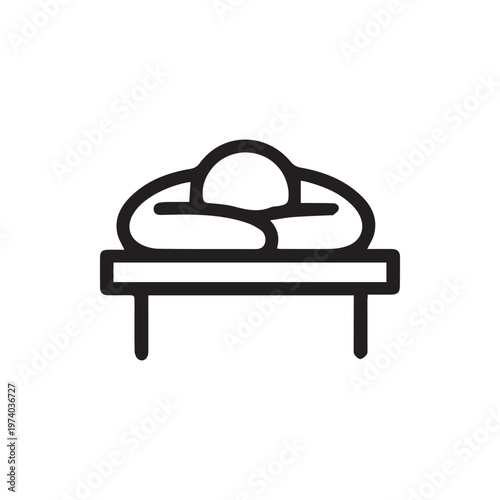 Minimalist Line Icon Of A Person Resting Head On Arms At A Desk