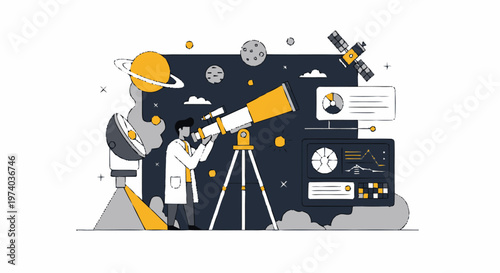 Astronomer Observing the Cosmos Through a Powerful Telescope.