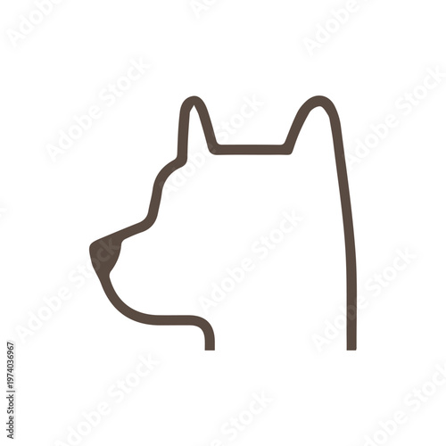 Minimalist Brown Dog Head Outline Icon Isolated On White Background