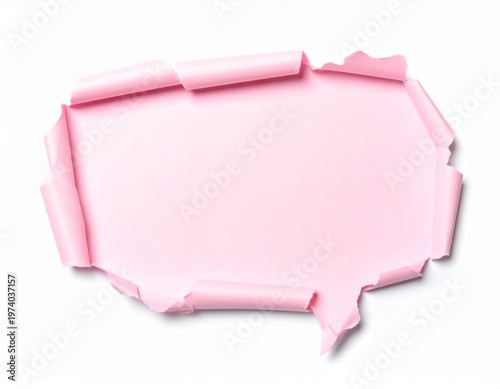 Rectangular Light Pink Torn Paper Chat Box
