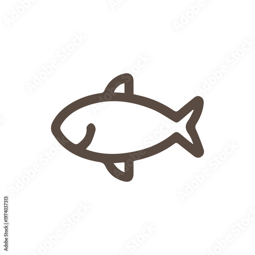 Minimalist Brown Fish Icon Simple Line Art On White Background