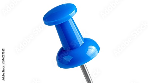 Blue Pushpin Isolated on White Background