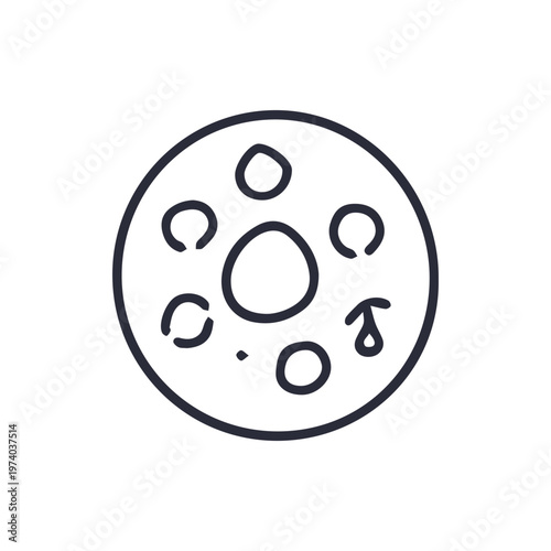 Minimalist Petri Dish Icon with Growing Bacterial Colony Cultures