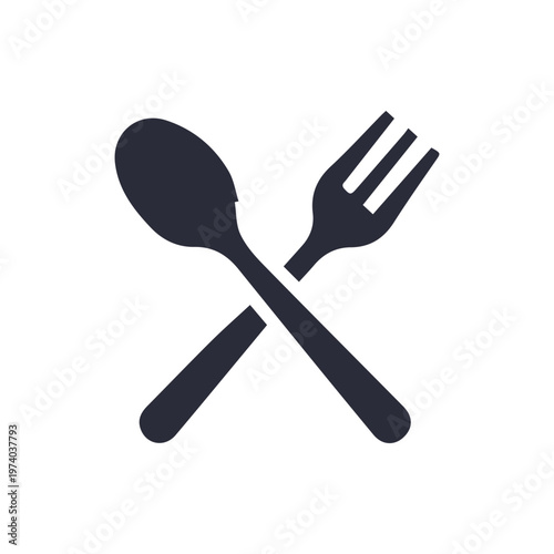 Spoon and Fork Crossed Icon for Food Restaurant and Dining Symbol