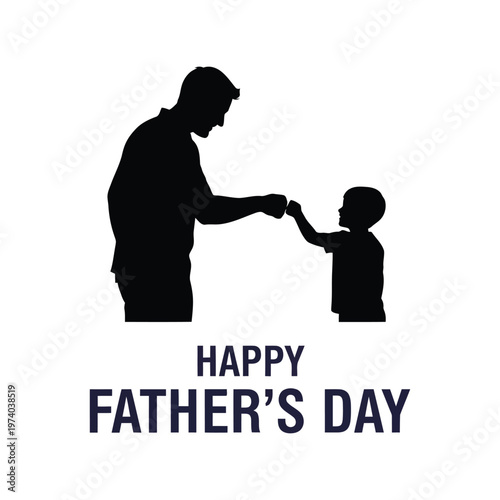 Father and Son Silhouette Vector for Happy Father's Day Greeting Card Design