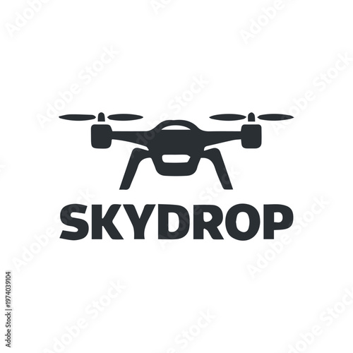Skydrop Modern Drone Silhouette Logo For Aerial Delivery Services