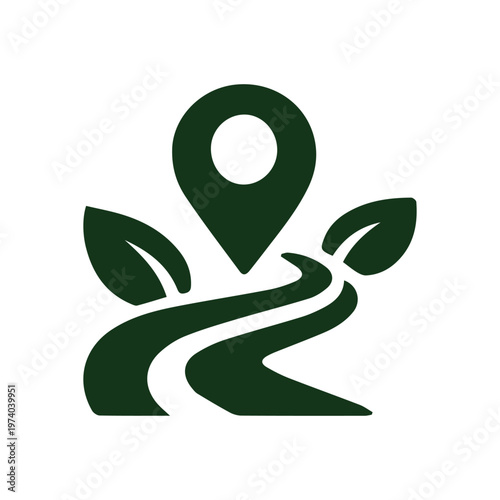 Eco Friendly Travel Destination Pin On A Winding Green Path Icon