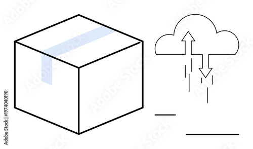 Cloud storage concept. Cloud data transfer and storage simplify digital information sharing. Cloud solutions enhance secure data management and communication. For IT, business, logistics, storage