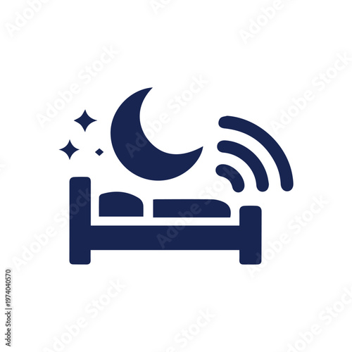 Smart Bed Icon for Sleep Tracking and Nighttime Monitoring Technology
