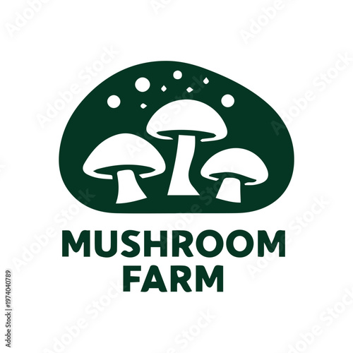 Green and White Mushroom Farm Logo for Organic Fungi Production
