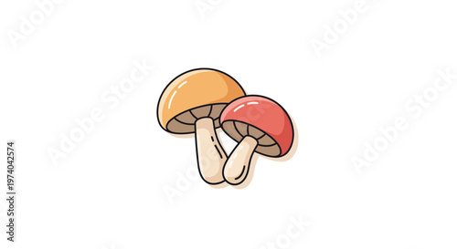 Colorful cartoon mushroom illustration.