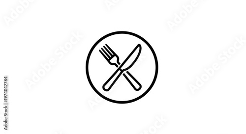 Crossed silverware on plate icon.