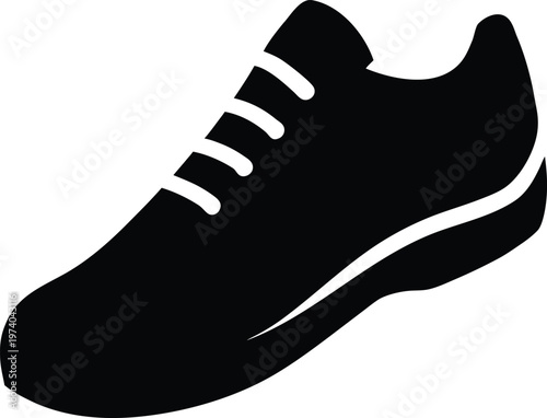 Black athletic shoe design with white accents a bold graphic silhouette
