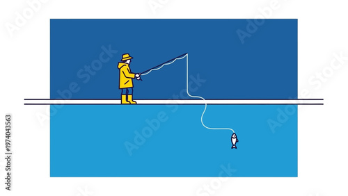 Man Fishing on a Dock.