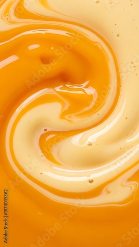 Whirling shades of creamy tangerine, abstract swirling flow design