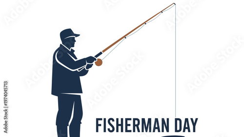Man Fishing with Rod and Reel.