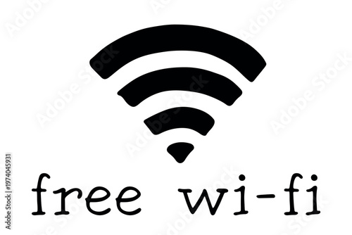 Hand drawn free wifi spot zone sign Public wi-fi area sign Wireless internet clipart in doodle style Single element for print, web, design, decor 3G, 4G, 5G, 6G, IoT
