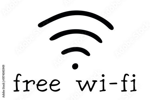 Hand drawn free wifi spot zone sign Public wi-fi area sign Wireless internet clipart in doodle style Single element for print, web, design, decor 3G, 4G, 5G, 6G, IoT