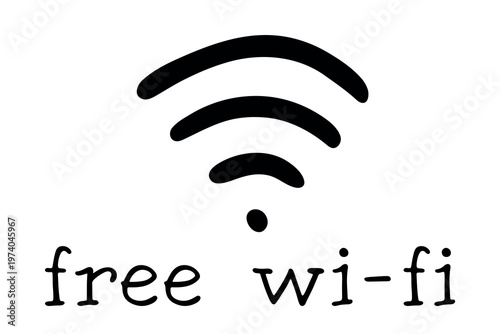 Hand drawn free wifi spot zone sign Public wi-fi area sign Wireless internet clipart in doodle style Single element for print, web, design, decor 3G, 4G, 5G, 6G, IoT